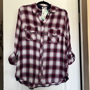 Kut from kloth womens snap front shirt long sleeve brand new with tags